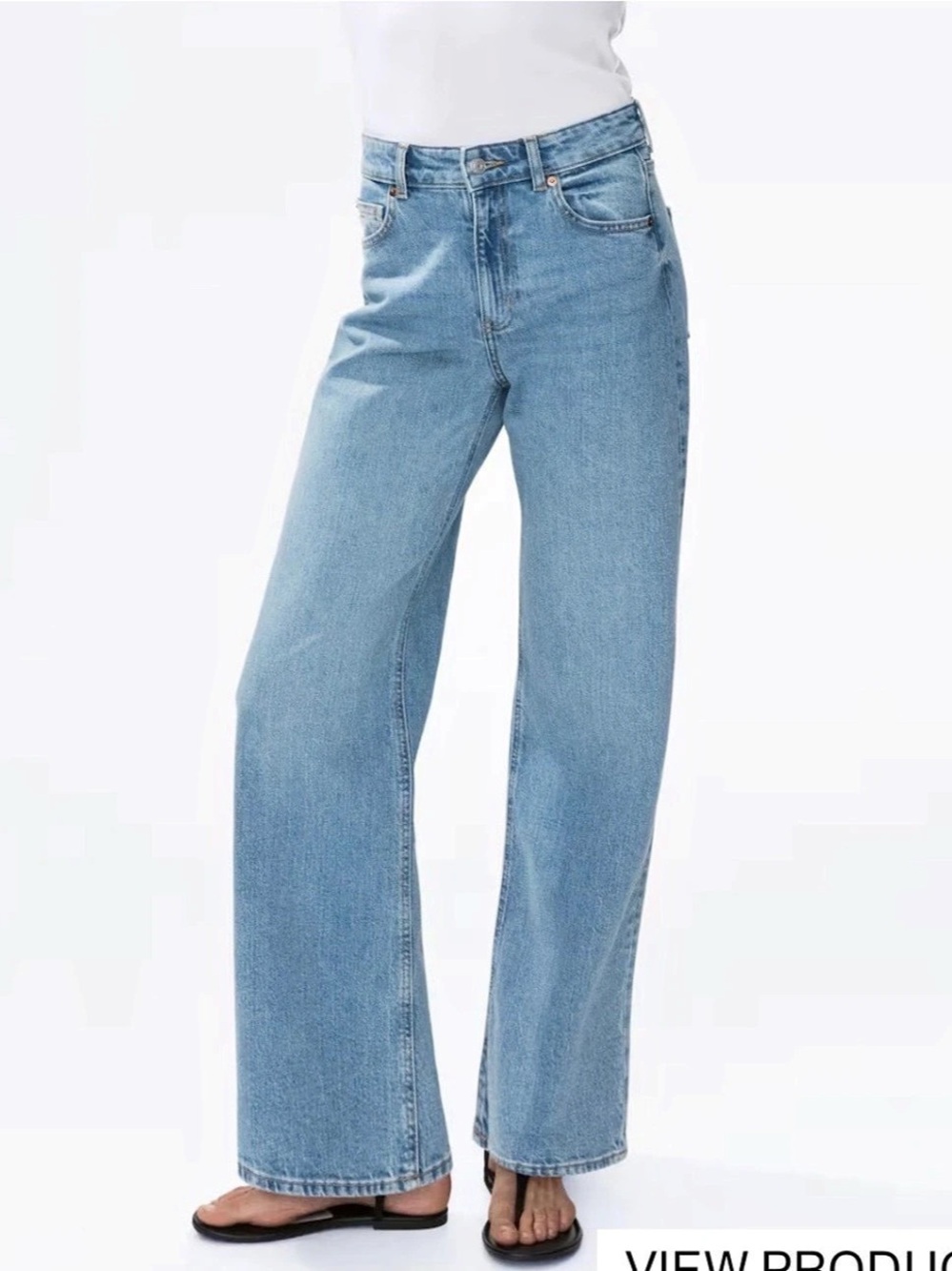H&M Harper High Rise Wide Leg Jeans Light Wash Size 2